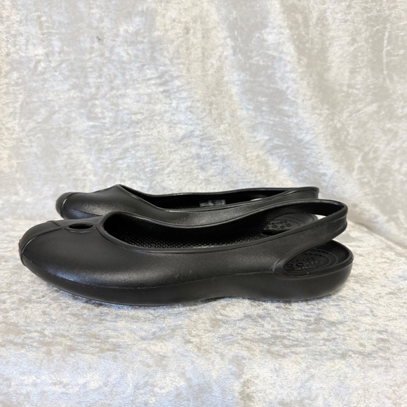 Crocs Women's Olivia II Size-7 Black Slingback Ballet Flats Shoes Elastic Strap - Picture 5 of 10